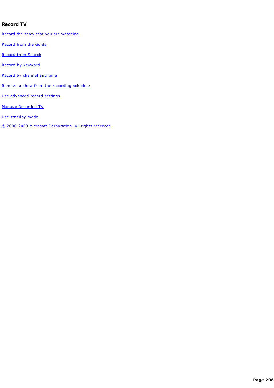 Record tv | Sony PCV-RZ46G User Manual | Page 208 / 459