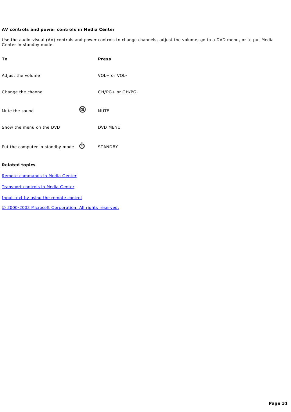 Av controls and power controls in media center | Sony PCV-RZ46G User Manual | Page 31 / 459