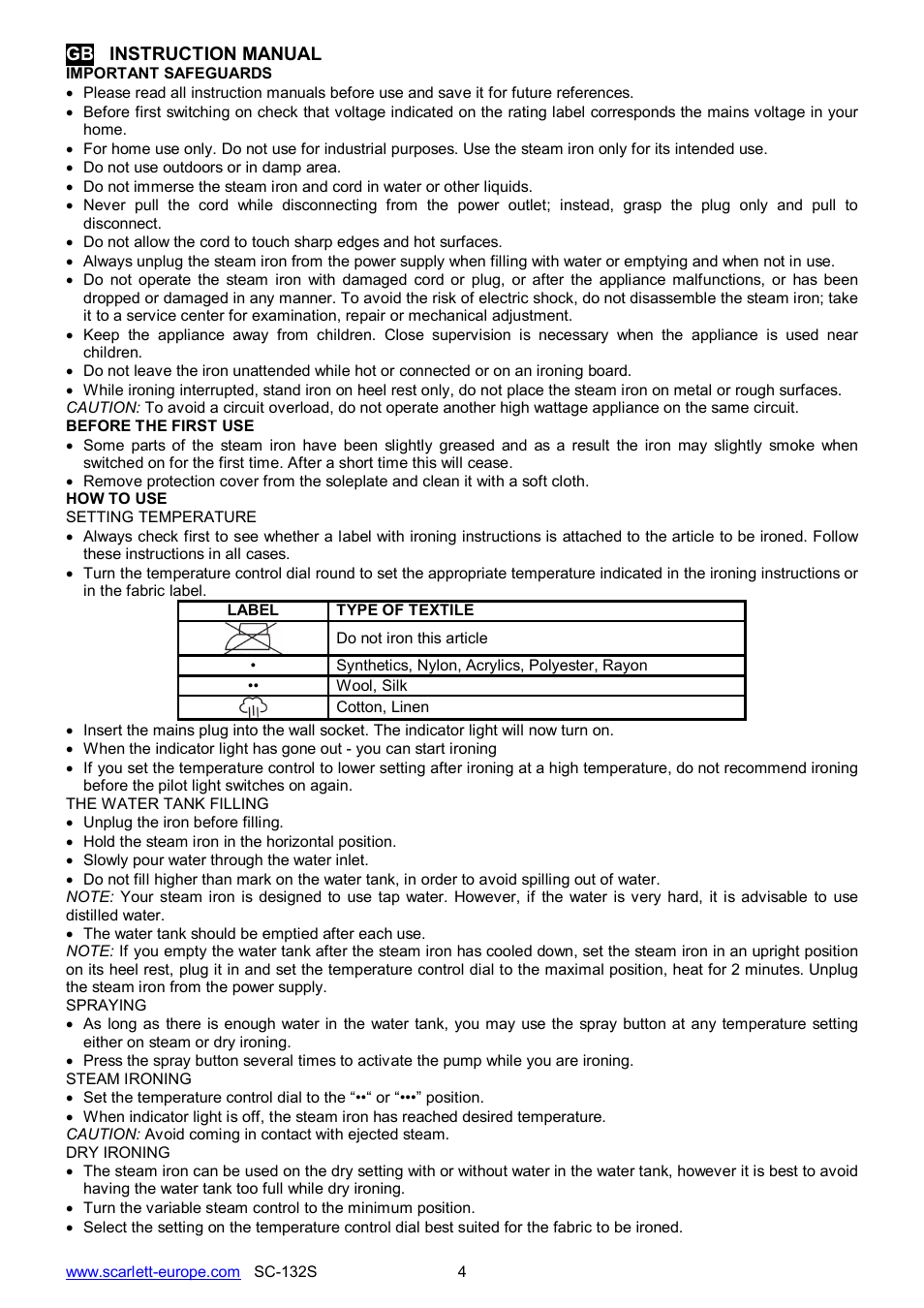 Scarlett SC-132S User Manual | Page 4 / 24