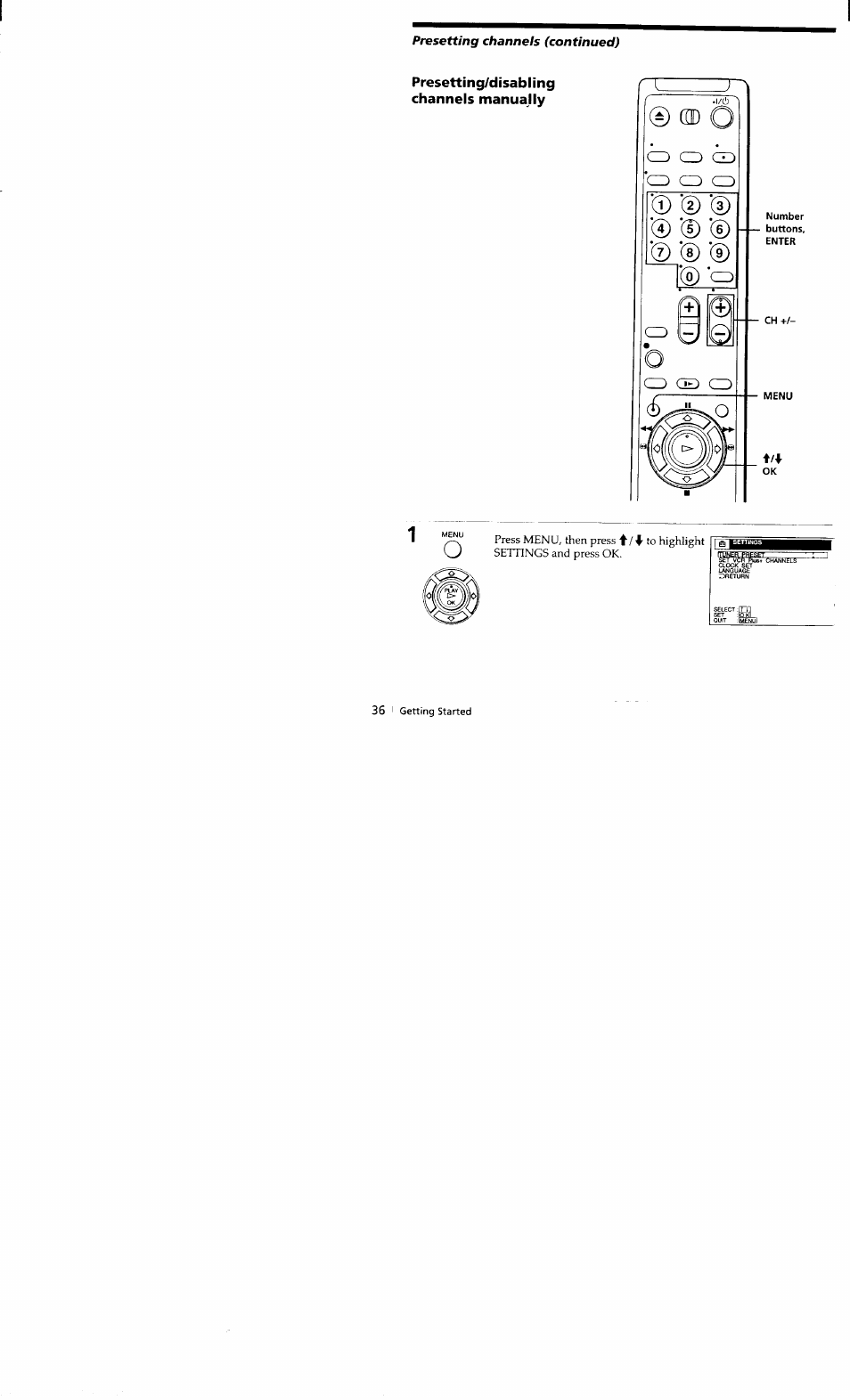 Presetting/disabling channels manuajly, Number, Enter | D (d | Sony SLV-662HF User Manual | Page 37 / 80