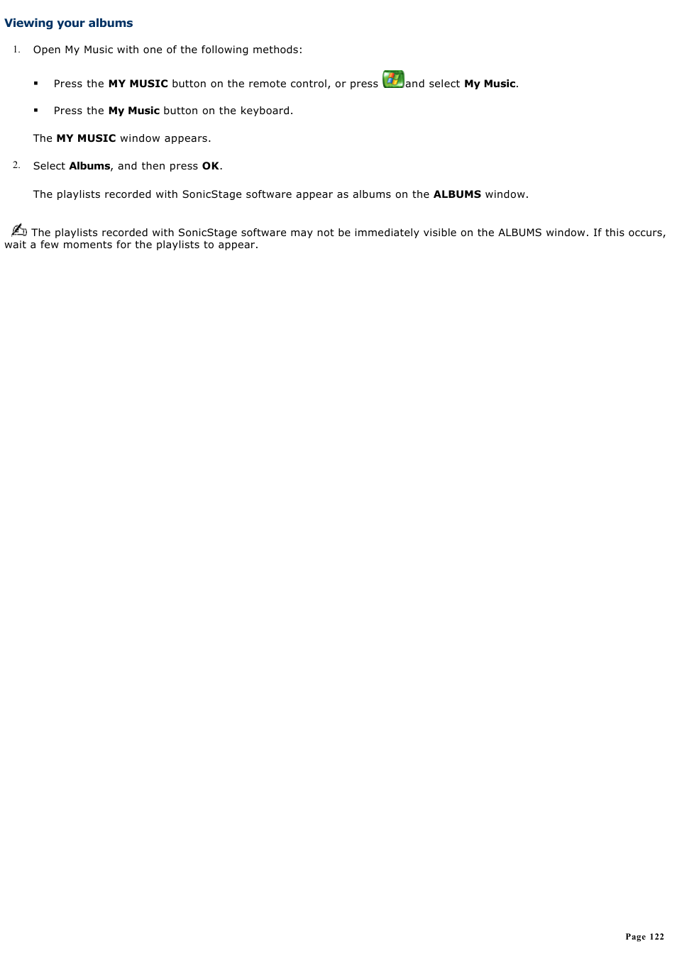 Viewing your albums | Sony VGC-RA710G User Manual | Page 122 / 262