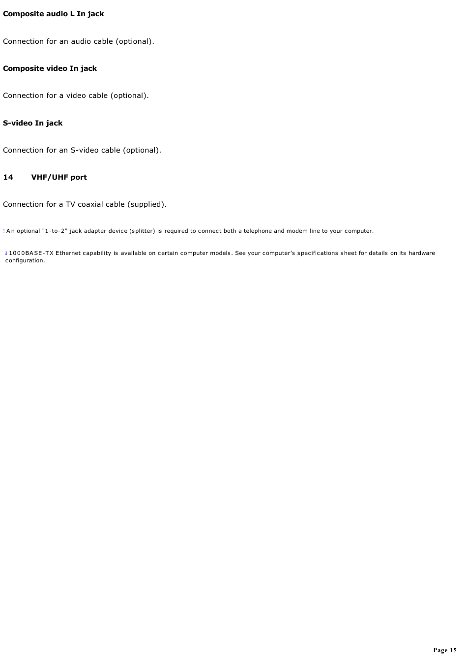Sony VGC-RA710G User Manual | Page 15 / 262