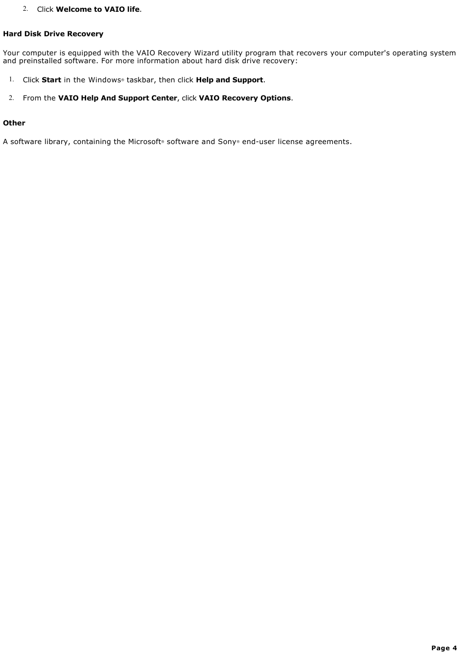 Sony VGC-RA710G User Manual | Page 4 / 262