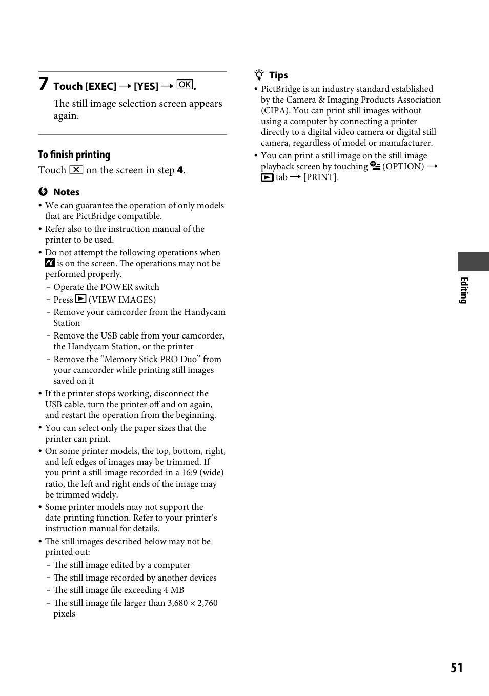 Editing, Touch on the screen in step 4 | Sony DCR-SR220 User Manual | Page 51 / 111