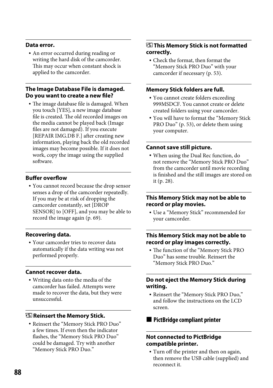 Pictbridge compliant printer | Sony DCR-SR220 User Manual | Page 88 / 111