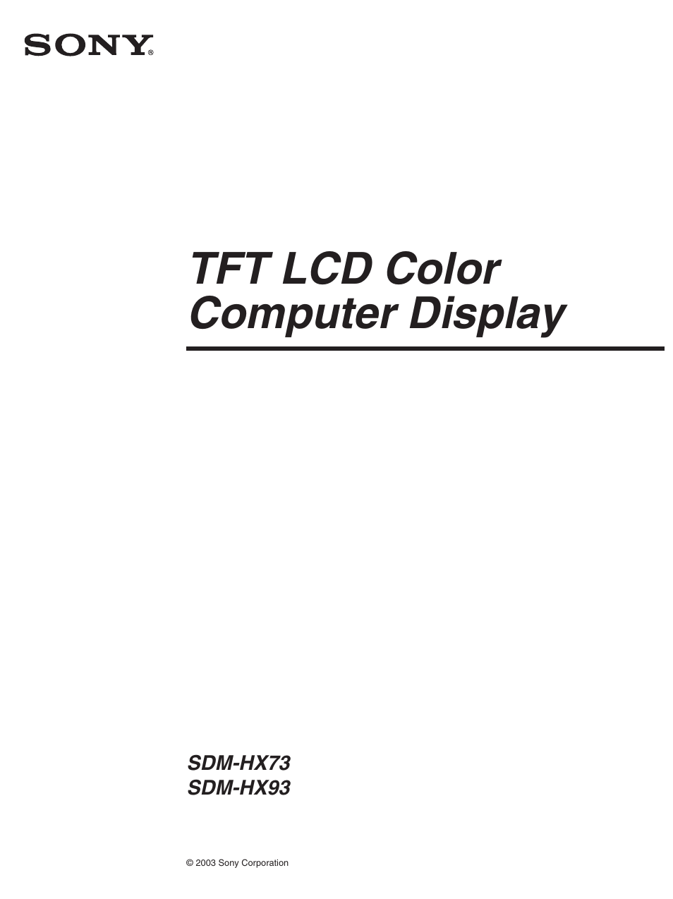 Sony SDM-HX73 User Manual | 25 pages