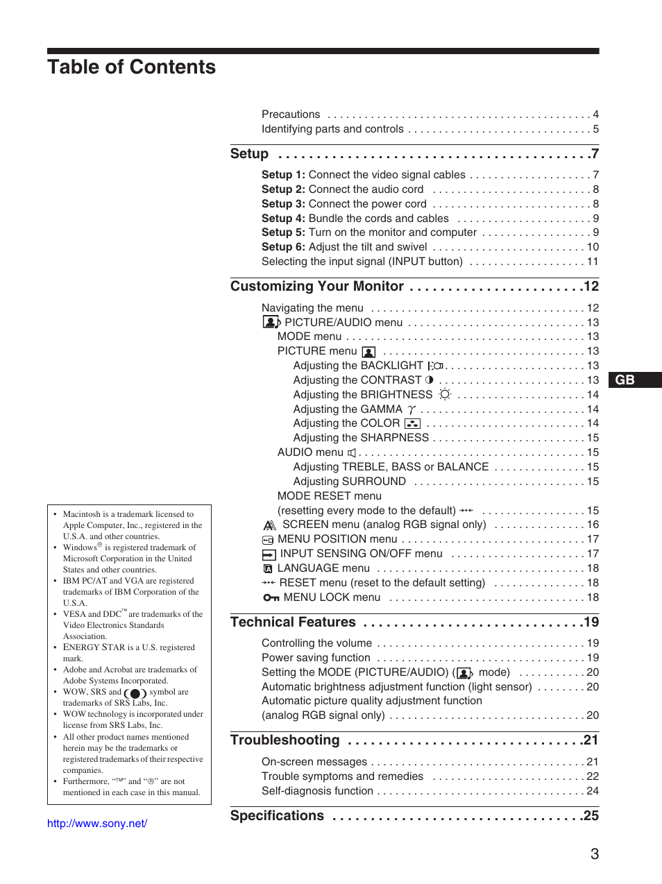 Sony SDM-HX73 User Manual | Page 3 / 25