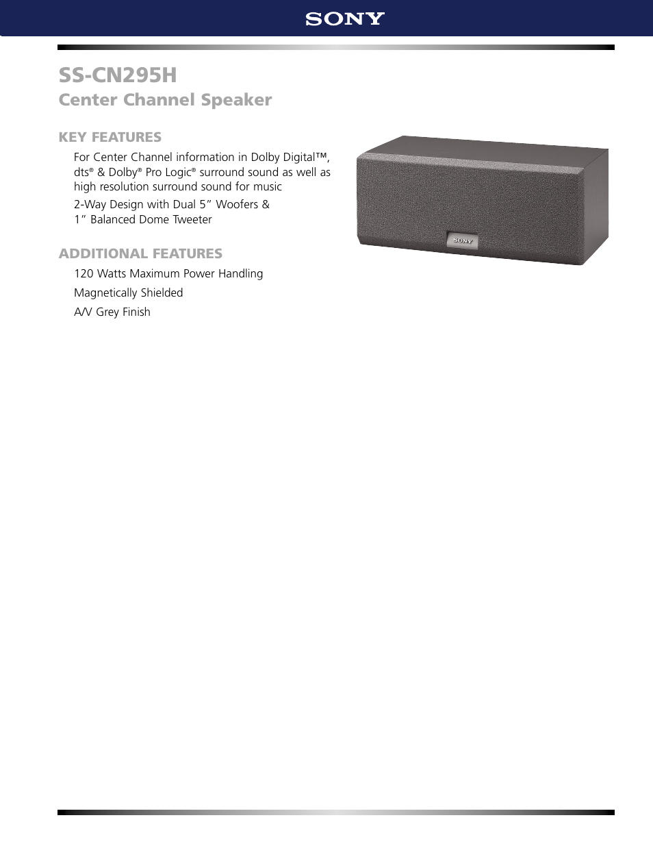 Sony SS-CN295H User Manual | 1 page