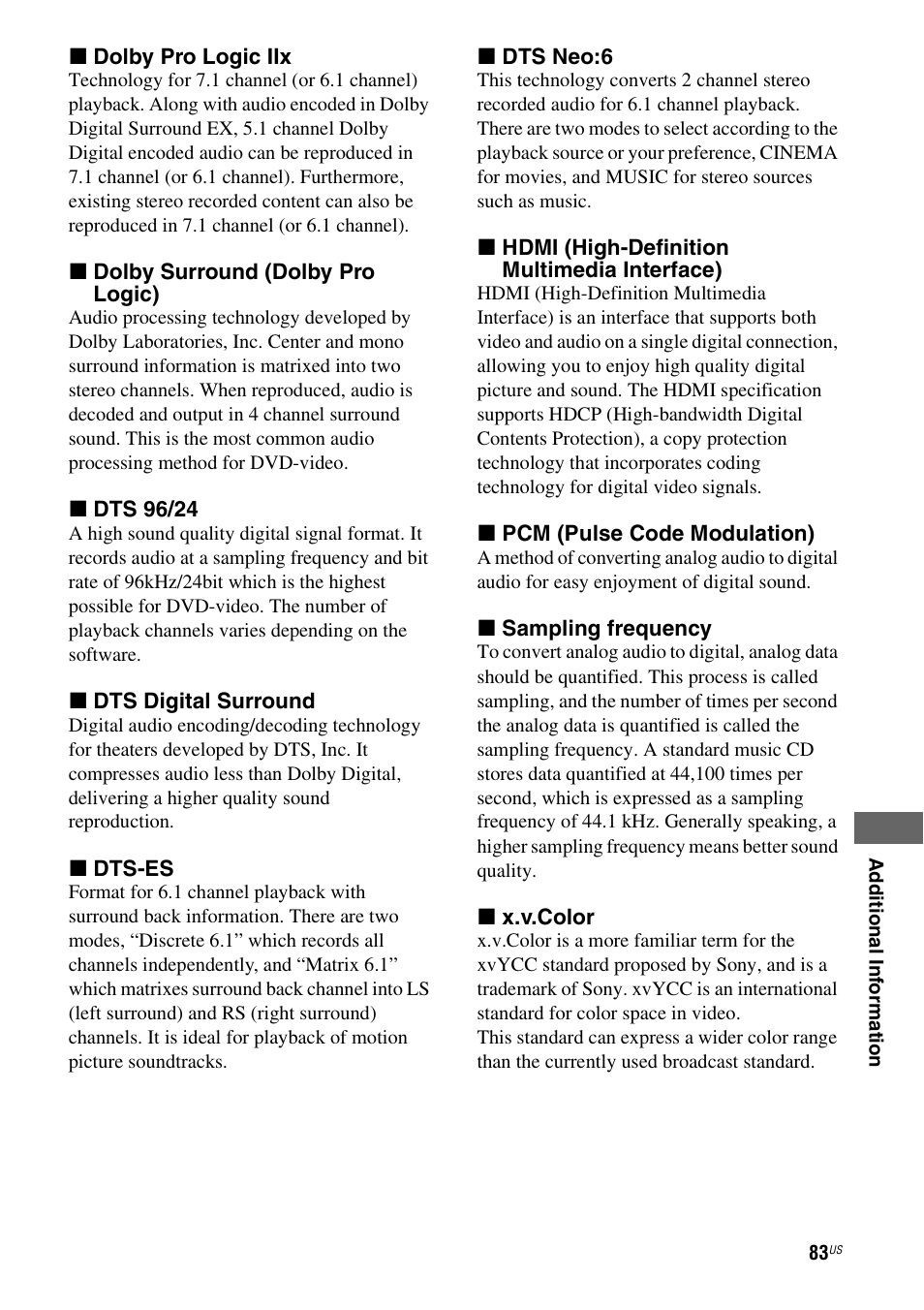 Sony STR-DG720 User Manual | Page 83 / 92