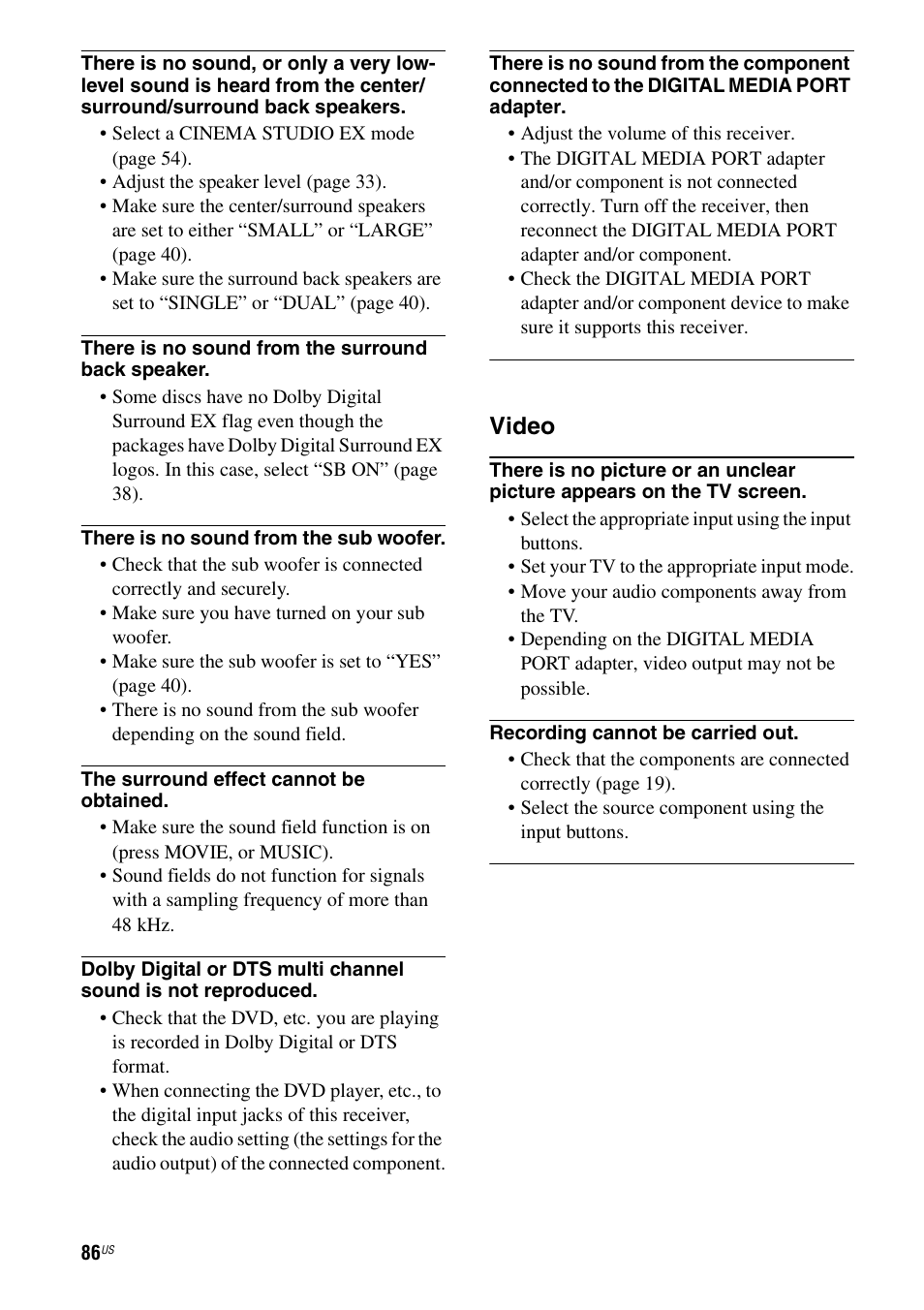 Video | Sony STR-DG720 User Manual | Page 86 / 92