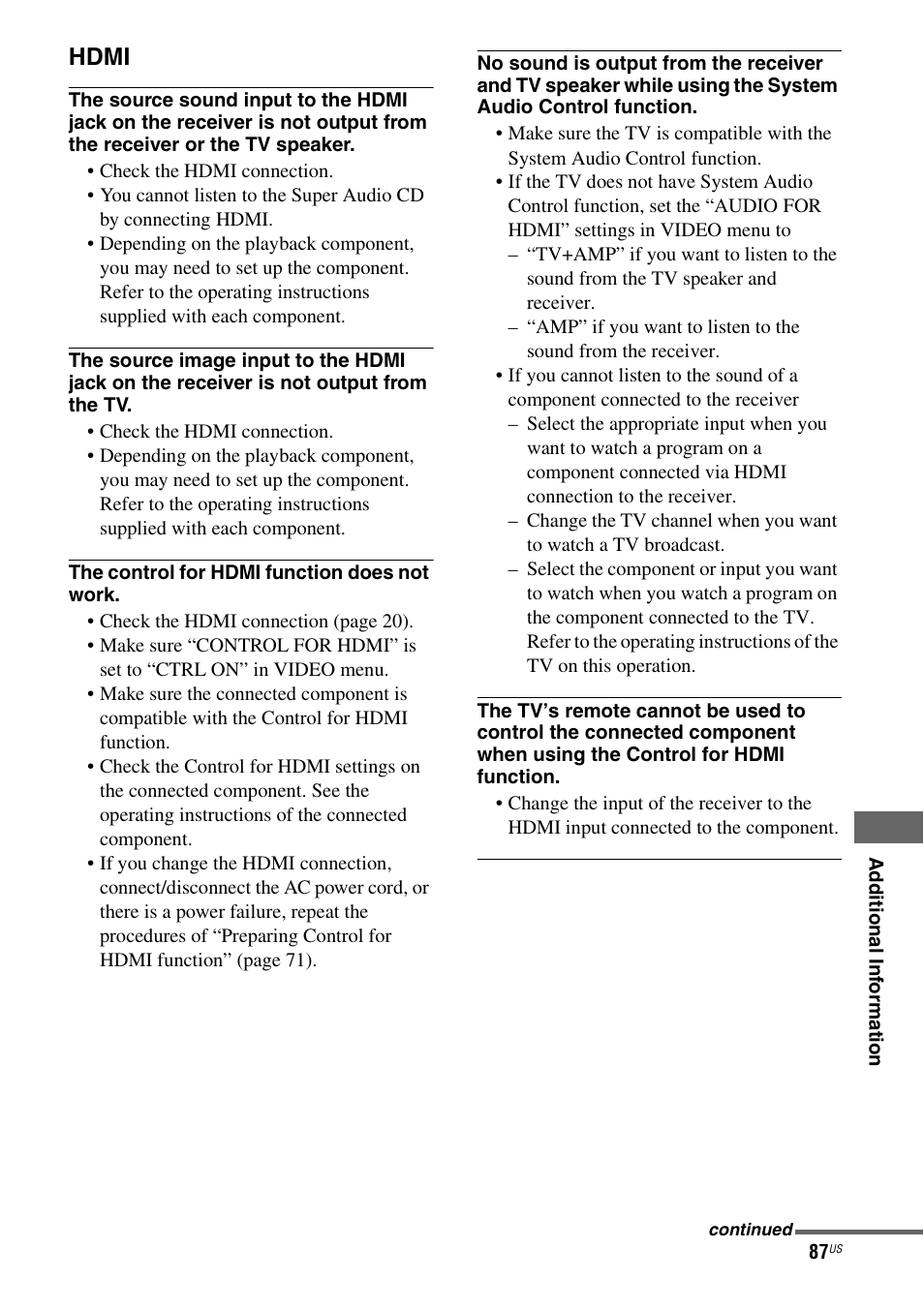 Sony STR-DG720 User Manual | Page 87 / 92