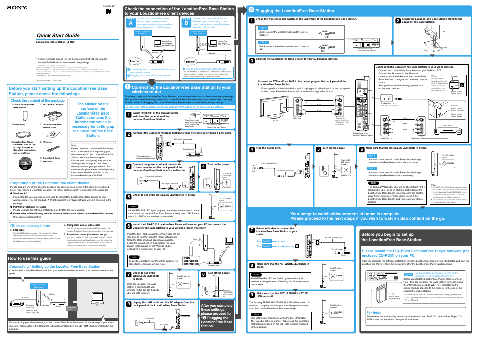 Sony LF-B20 User Manual | 2 pages