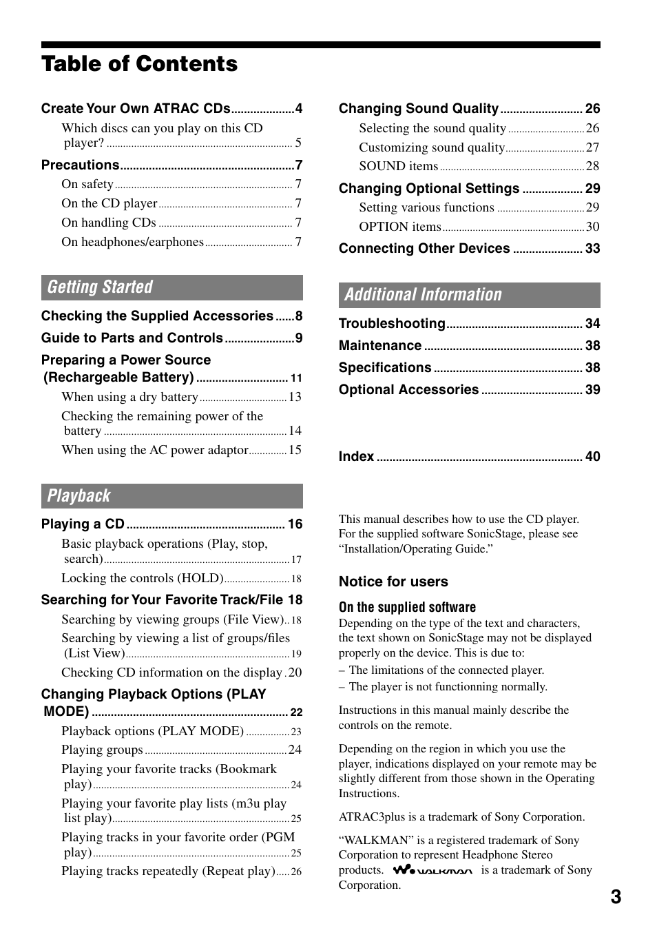 Sony D-NE920 User Manual | Page 3 / 43