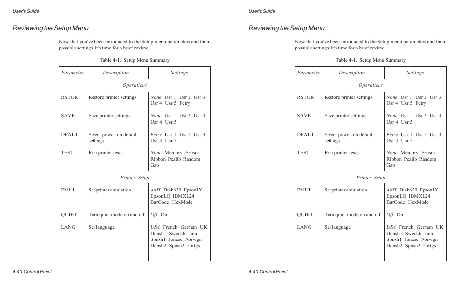 Reviewing the setup menu | AMT Datasouth ACCEL-6300 User Manual | Page 103 / 257