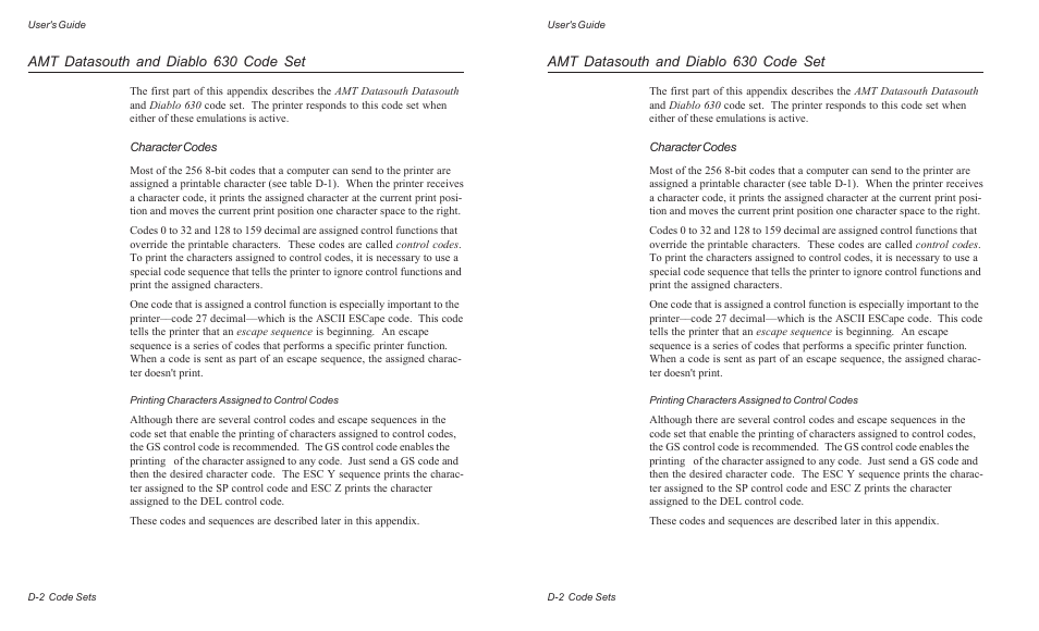 Amt datasouth and diablo 630 code set | AMT Datasouth ACCEL-6300 User Manual | Page 181 / 257