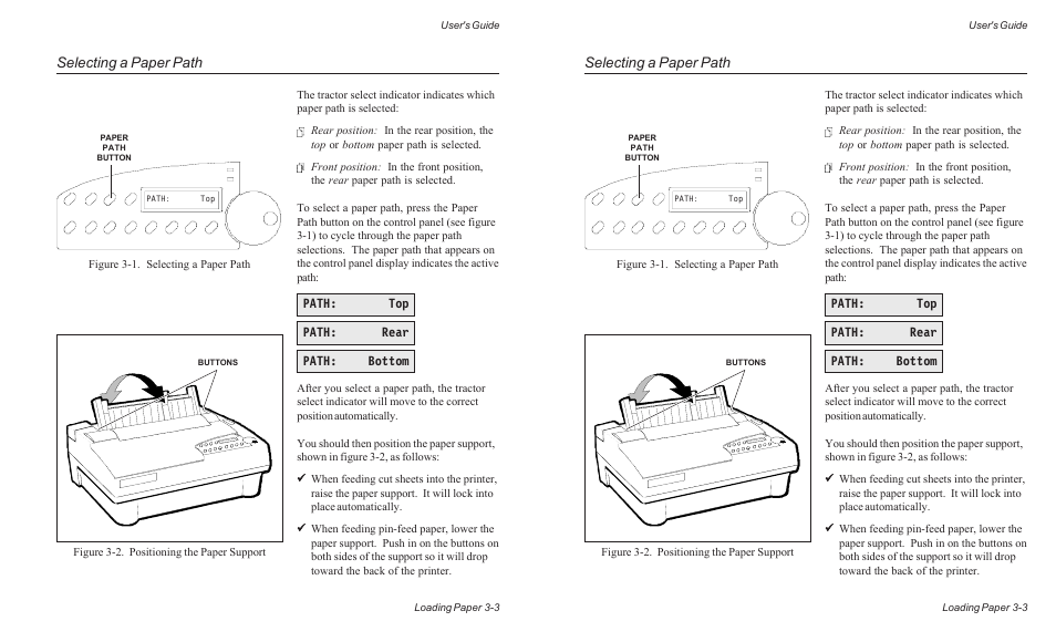 Selecting a paper path, Path: top path: rear path: bottom | AMT Datasouth ACCEL-6300 User Manual | Page 48 / 257