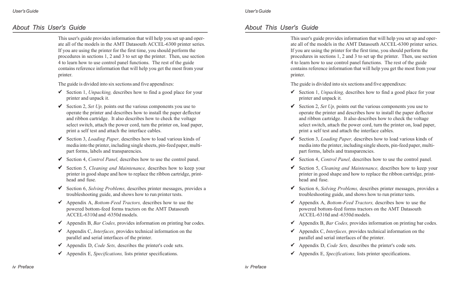 About this user's guide | AMT Datasouth ACCEL-6300 User Manual | Page 5 / 257