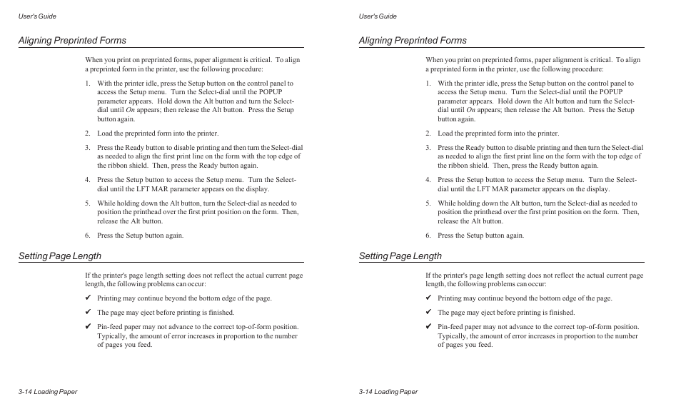 Aligning preprinted forms, Setting page length | AMT Datasouth ACCEL-6300 User Manual | Page 59 / 257