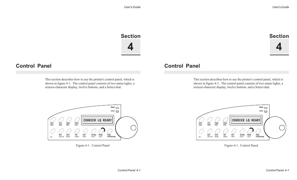 Control panel, Courier lq ready | AMT Datasouth ACCEL-6300 User Manual | Page 64 / 257