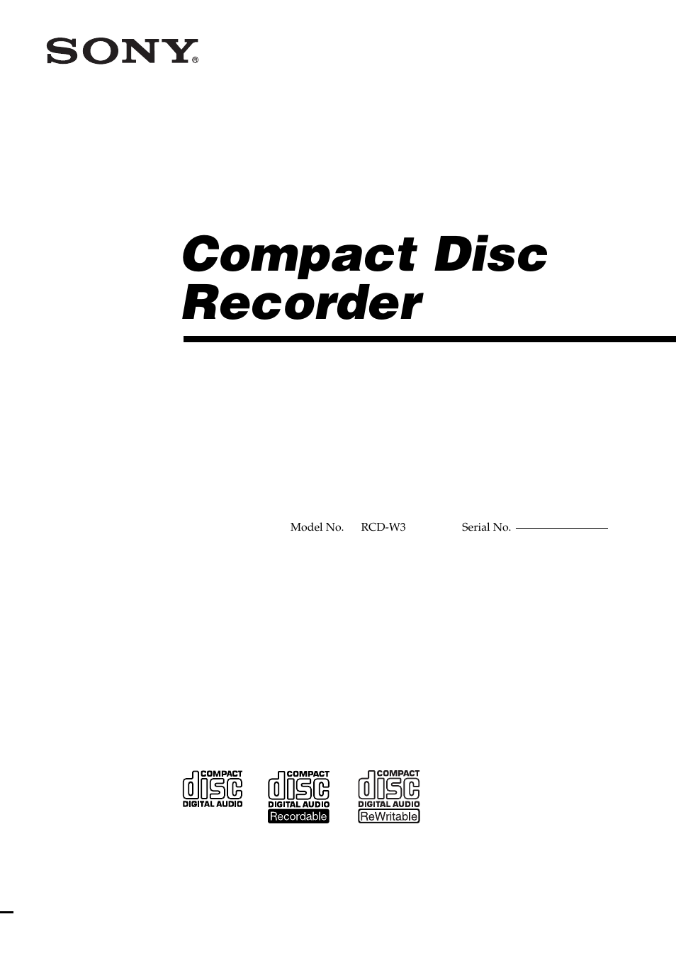 Sony RCD-W3 User Manual | 24 pages