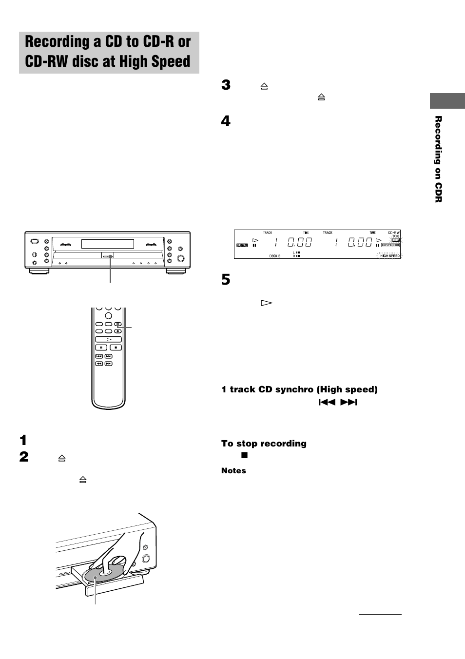 Recording a cd to cd-r or cd-rw disc at high speed | Sony RCD-W3 User Manual | Page 15 / 24