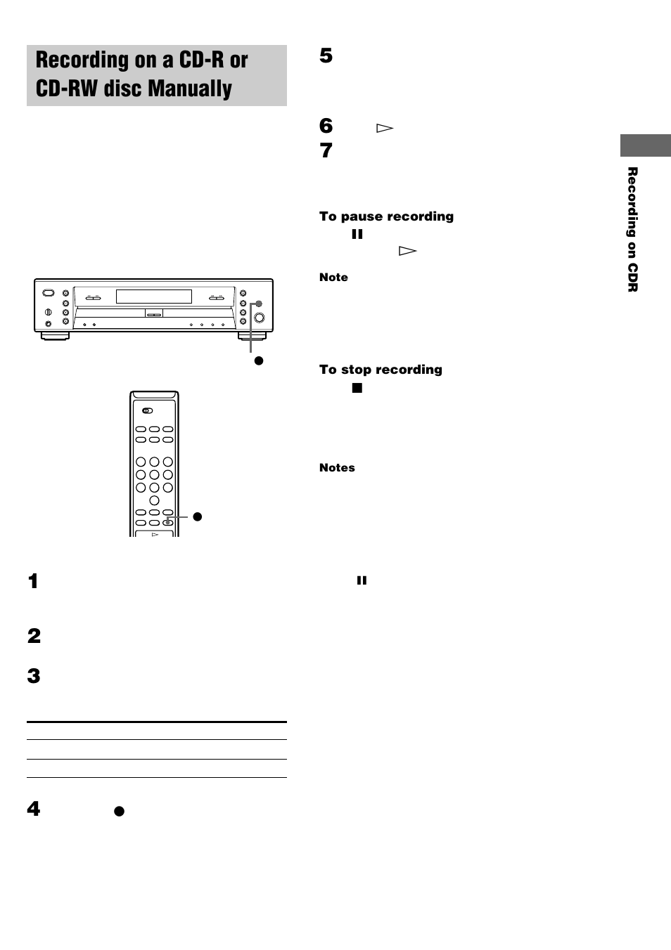 Recording on a cd-r or cd-rw disc manually | Sony RCD-W3 User Manual | Page 17 / 24