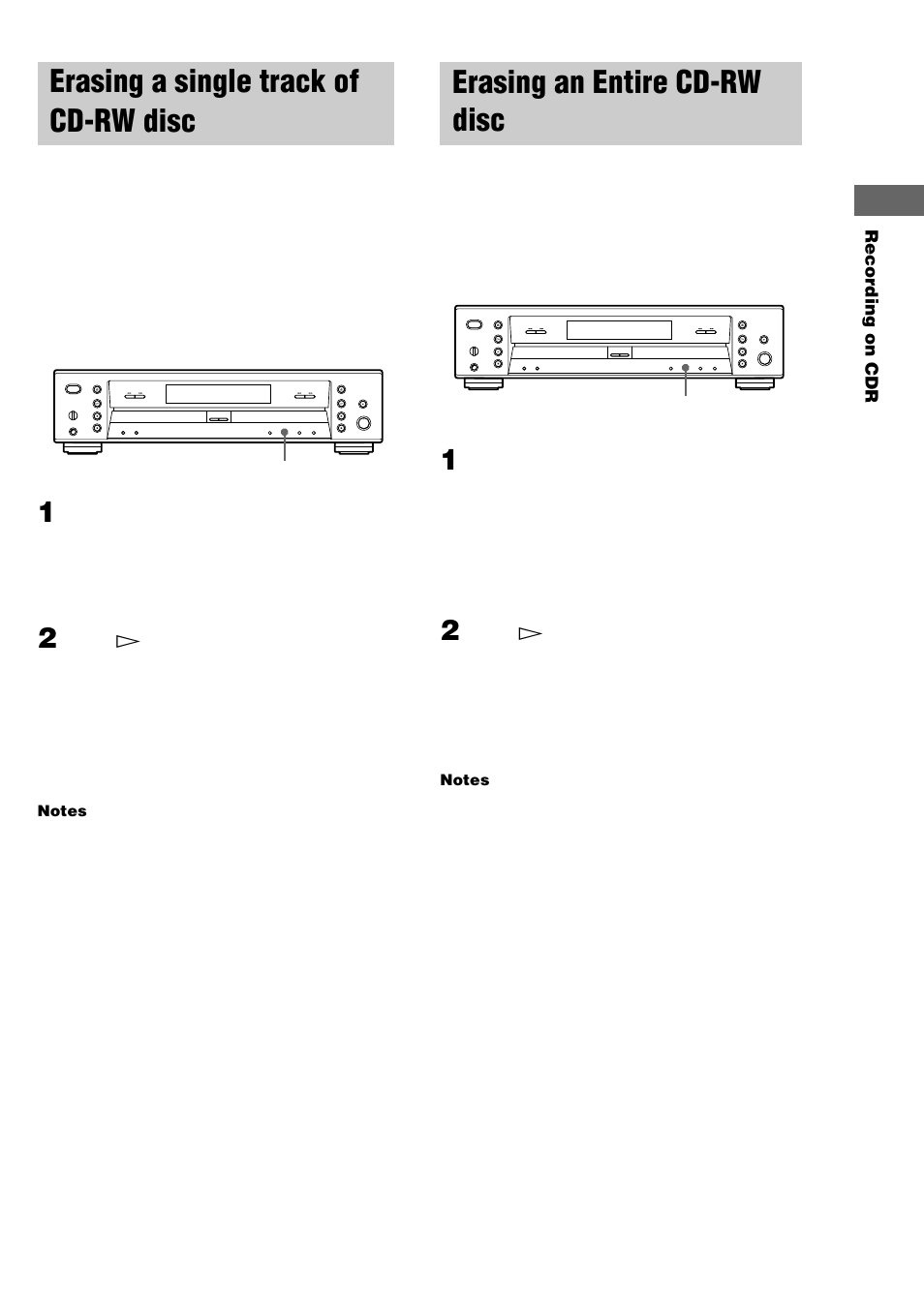 Erasing a single track of cd-rw disc, Erasing an entire cd-rw disc | Sony RCD-W3 User Manual | Page 21 / 24