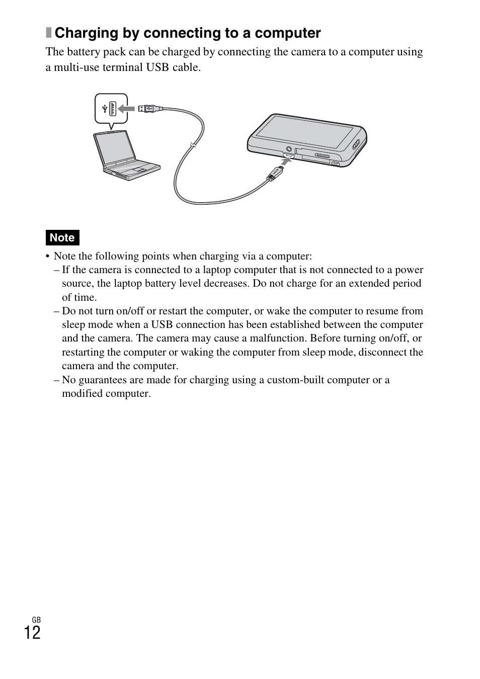 Xcharging by connecting to a computer | Sony DSC-TX66 User Manual | Page 12 / 64