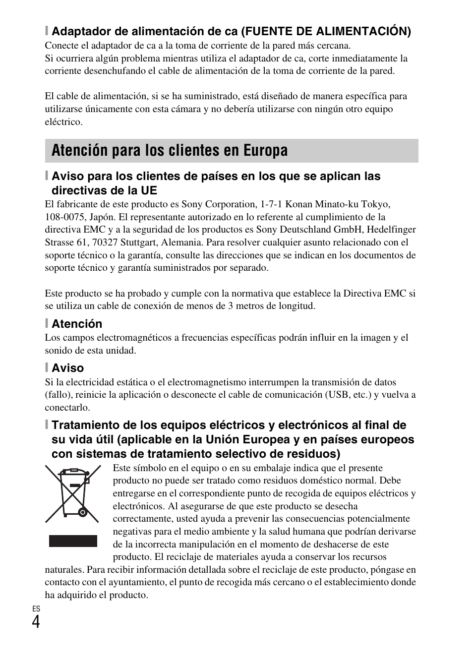 Atención para los clientes en europa | Sony DSC-TX66 User Manual | Page 34 / 64