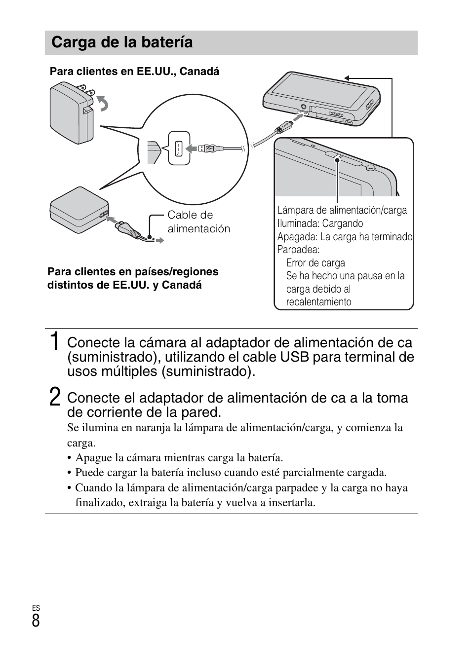 Carga de la batería | Sony DSC-TX66 User Manual | Page 38 / 64