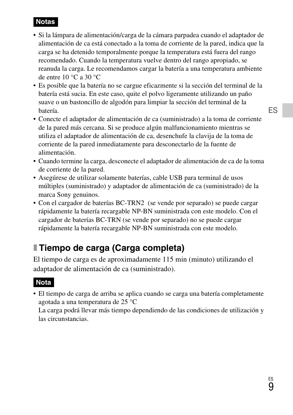 Xtiempo de carga (carga completa) | Sony DSC-TX66 User Manual | Page 39 / 64