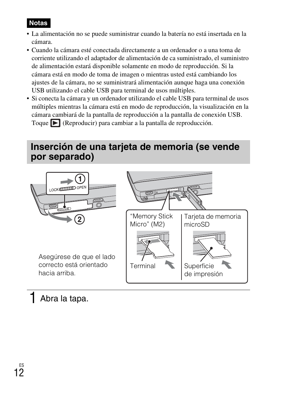 Abra la tapa | Sony DSC-TX66 User Manual | Page 42 / 64