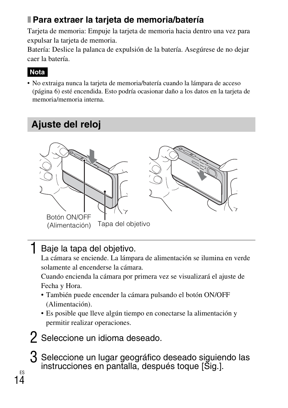 Ajuste del reloj | Sony DSC-TX66 User Manual | Page 44 / 64