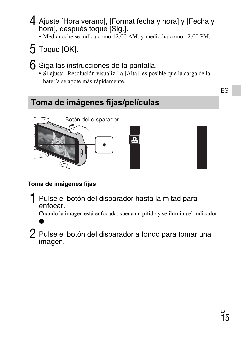 Toma de imágenes fijas/películas | Sony DSC-TX66 User Manual | Page 45 / 64
