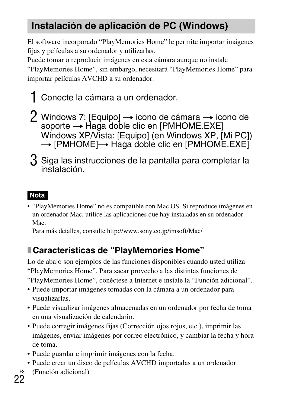 Instalación de aplicación de pc (windows) | Sony DSC-TX66 User Manual | Page 52 / 64