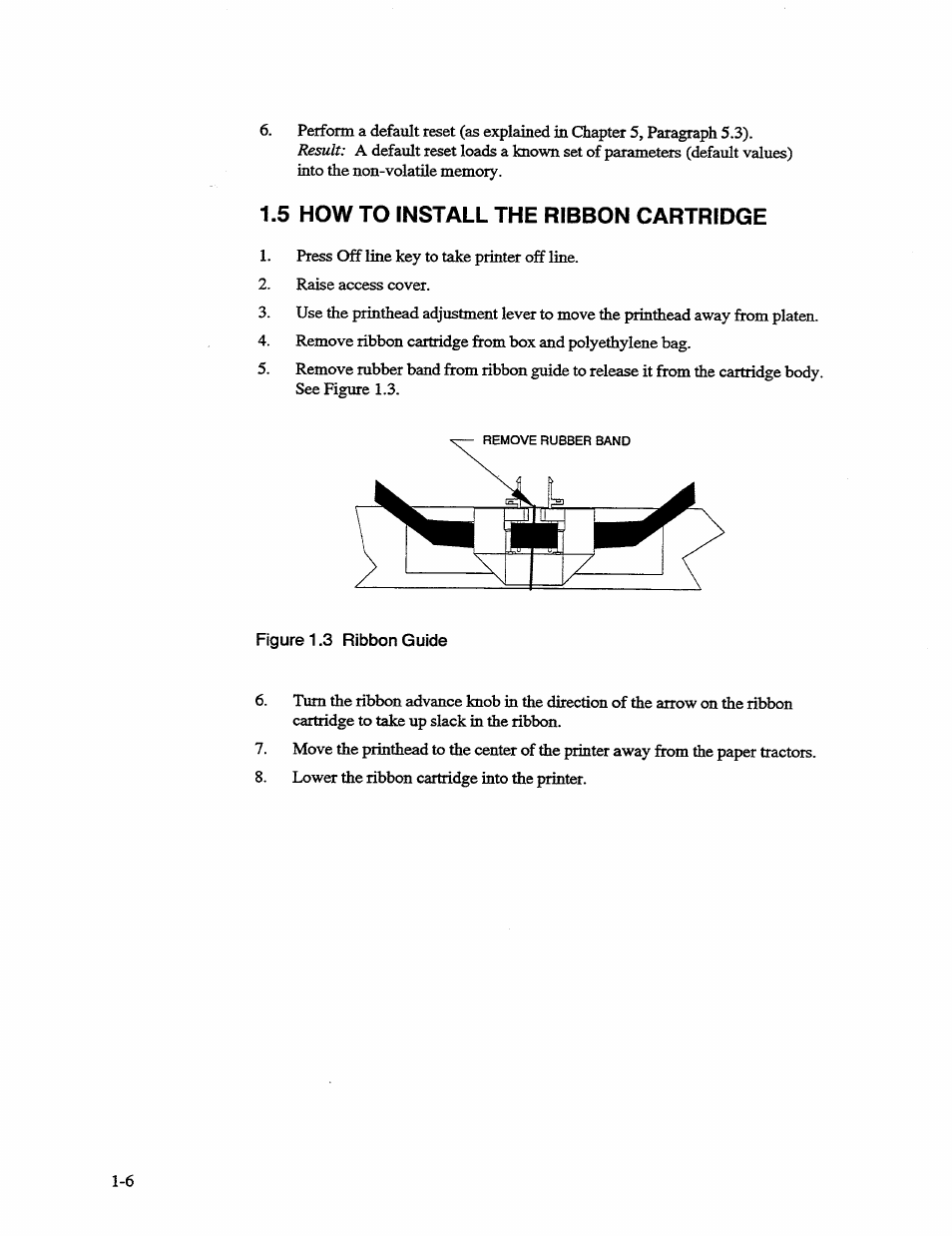 5 how to install the ribbon cartridge, How to install the ribbon cartridge -6 | AMT Datasouth 41AY89AR777 User Manual | Page 17 / 202