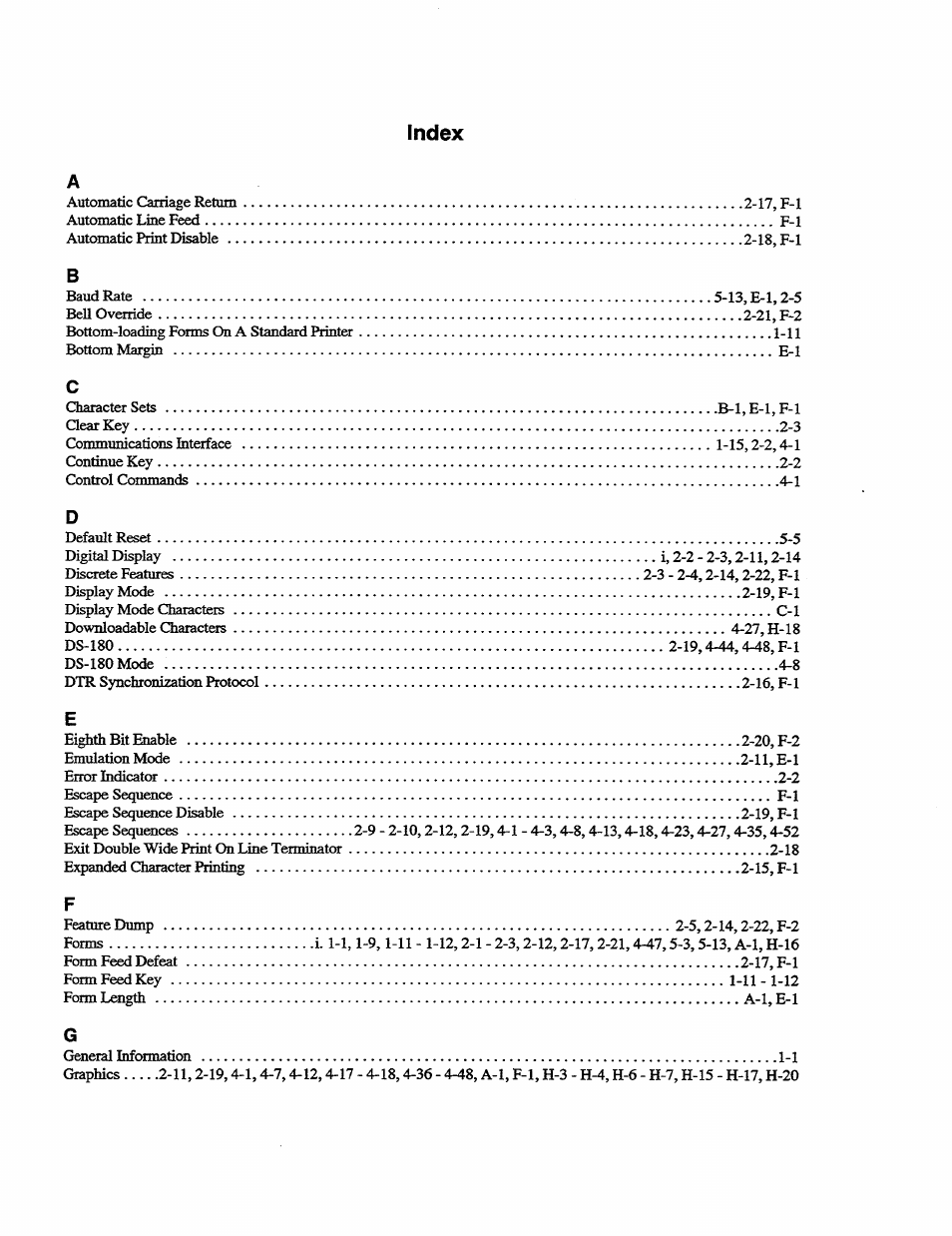 Index | AMT Datasouth 41AY89AR777 User Manual | Page 197 / 202