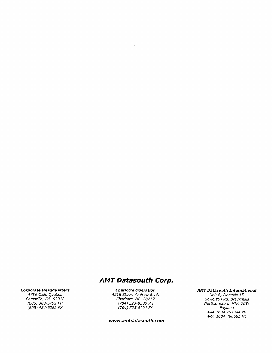 Amt datasouth corp | AMT Datasouth 41AY89AR777 User Manual | Page 202 / 202