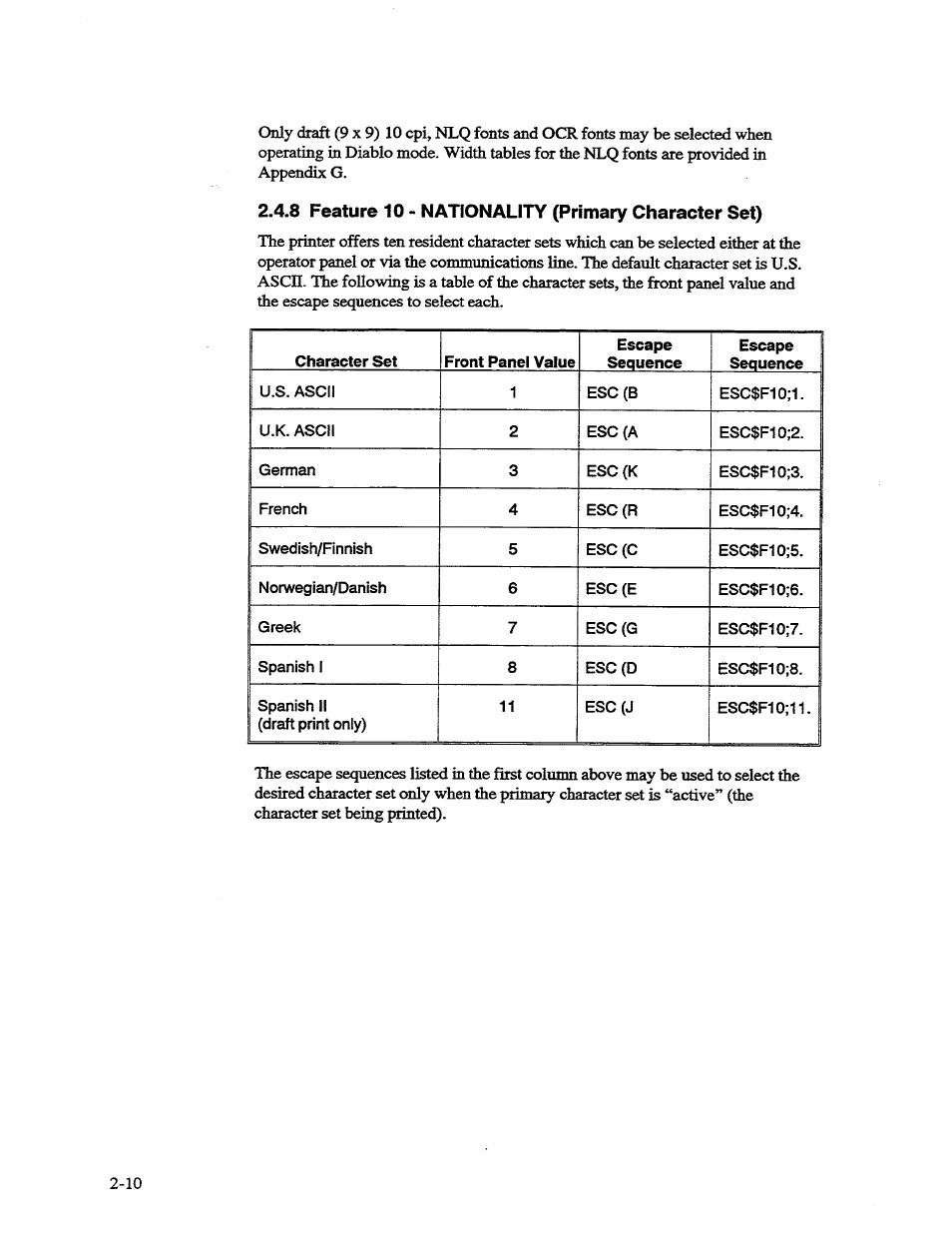 8 feature 10 - nationality (primary character set) | AMT Datasouth 41AY89AR777 User Manual | Page 37 / 202