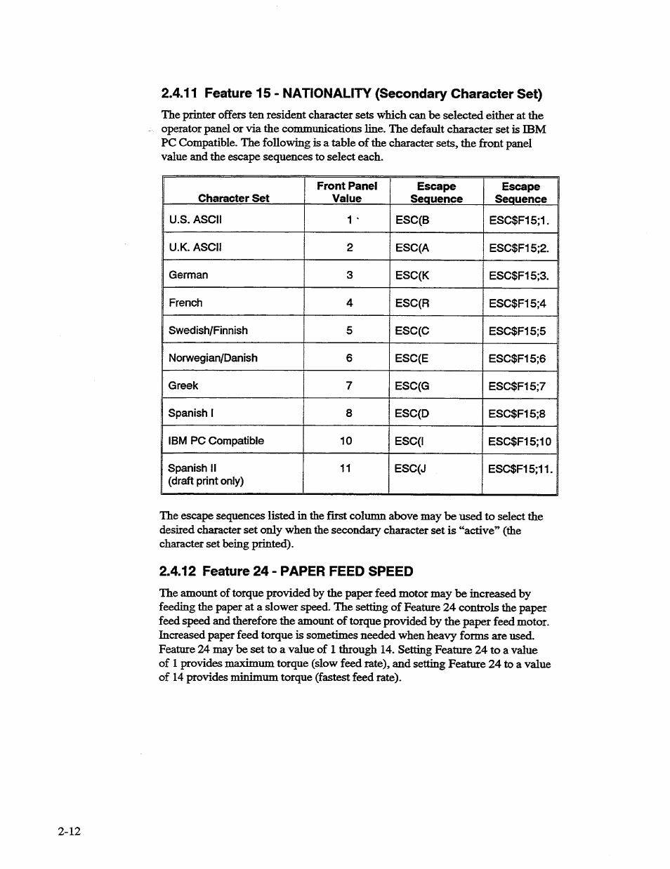 12 feature 24 - paper feed speed | AMT Datasouth 41AY89AR777 User Manual | Page 39 / 202