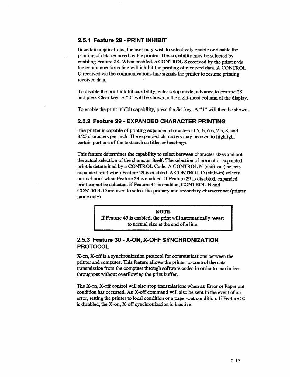 1 feature 28 - print inhibit, 2 feature 29 - expanded character printing | AMT Datasouth 41AY89AR777 User Manual | Page 42 / 202