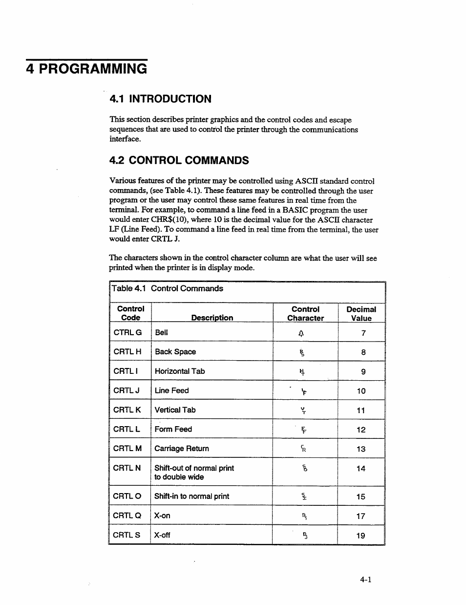 4 programming, 1 introduction, 2 control commands | 4 programming -1, Introduction -1, Control commands -1 | AMT Datasouth 41AY89AR777 User Manual | Page 60 / 202