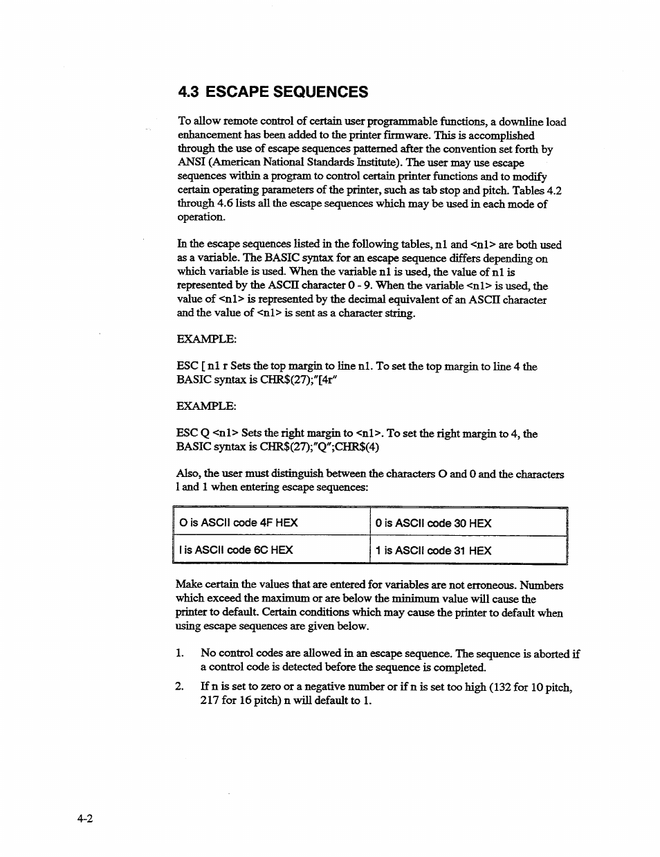3 escape sequences, Escape sequences -2 | AMT Datasouth 41AY89AR777 User Manual | Page 61 / 202
