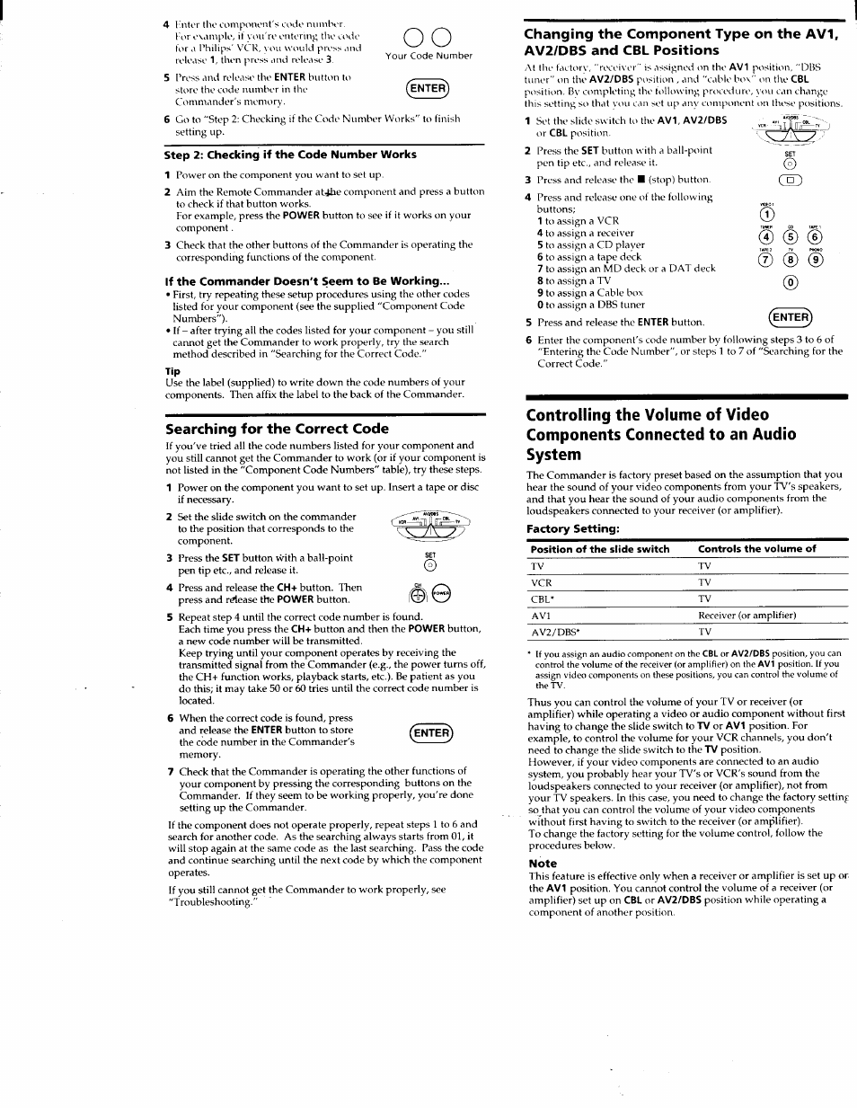 Step 2: checking if the code number works, If the commander doesn't seem to be working, Note | Sony RM-V40A User Manual | Page 2 / 12