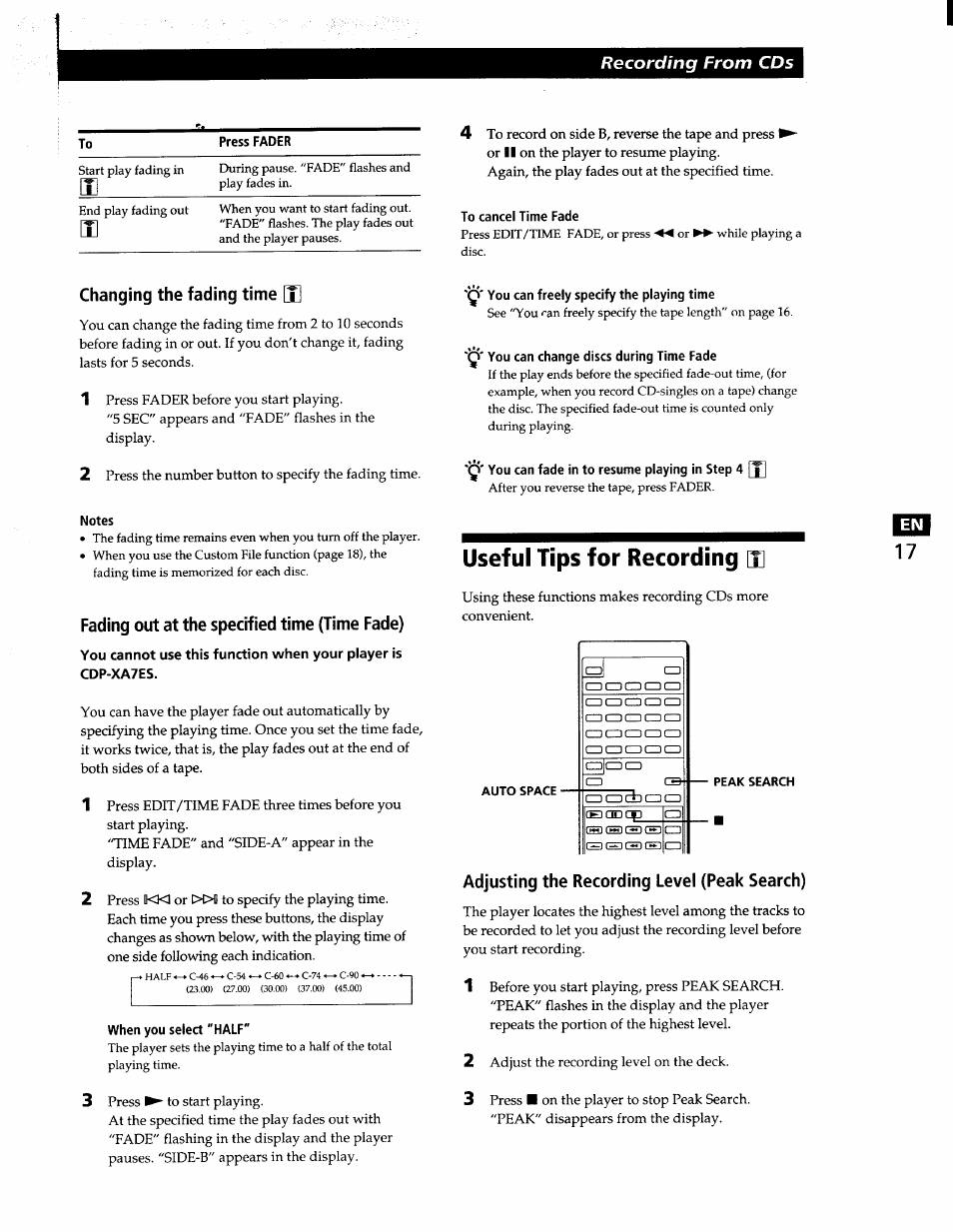 To cancel time fade, Changing the fading time [h, Notes | Fading out at the specified time (time fade), When you select 