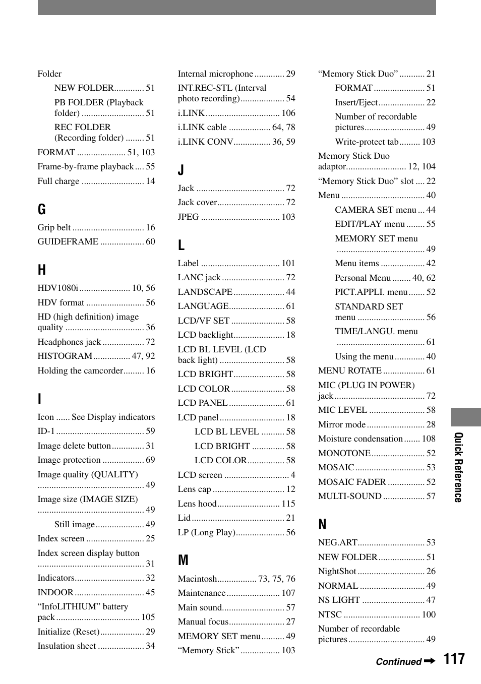 Sony HDR-HC1 User Manual | Page 117 / 123