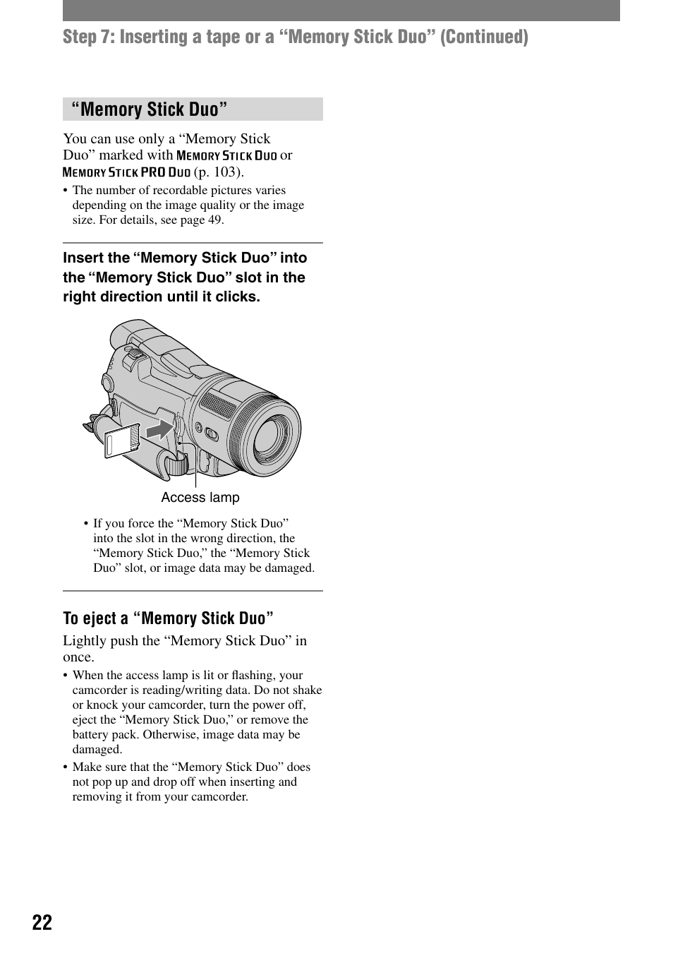 Sony HDR-HC1 User Manual | Page 22 / 123