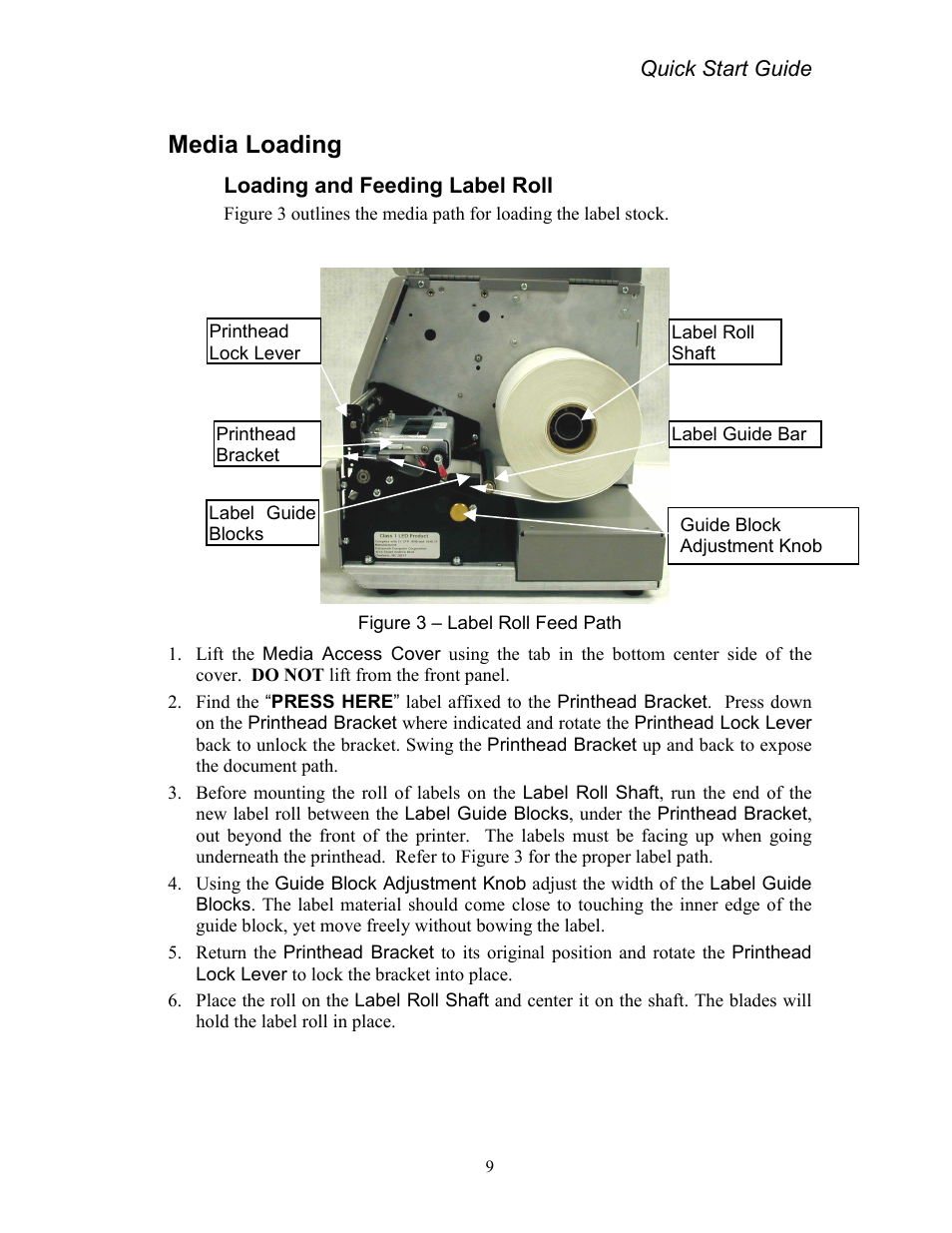 Media loading, Loading and feeding label roll, Figure 3 – label roll feed path | AMT Datasouth Codewriter 4500 Series User Manual | Page 19 / 94