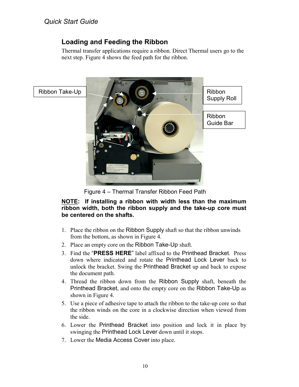 Loading and feeding the ribbon, Figure 4 – thermal transfer ribbon feed path | AMT Datasouth Codewriter 4500 Series User Manual | Page 20 / 94