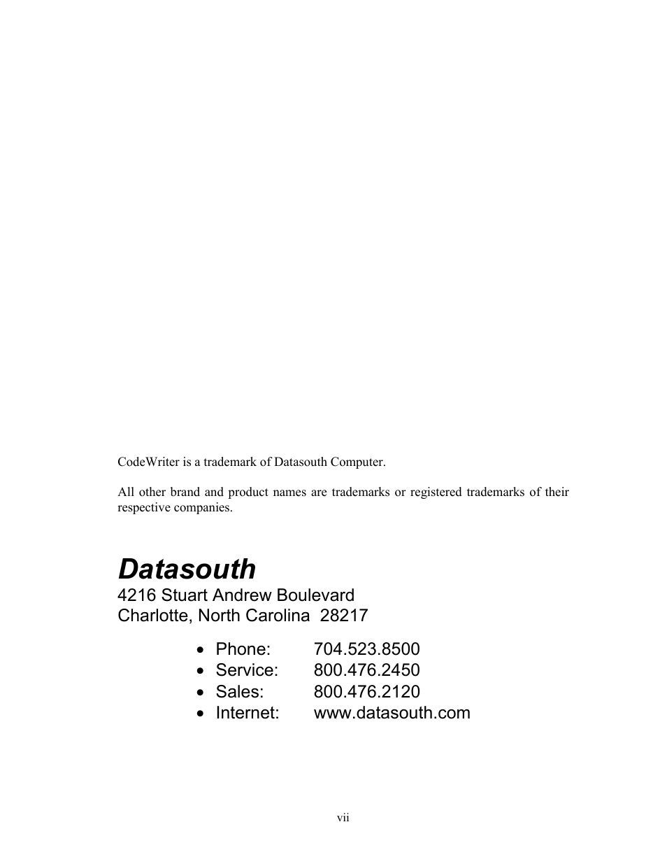 Datasouth | AMT Datasouth Codewriter 4500 Series User Manual | Page 7 / 94